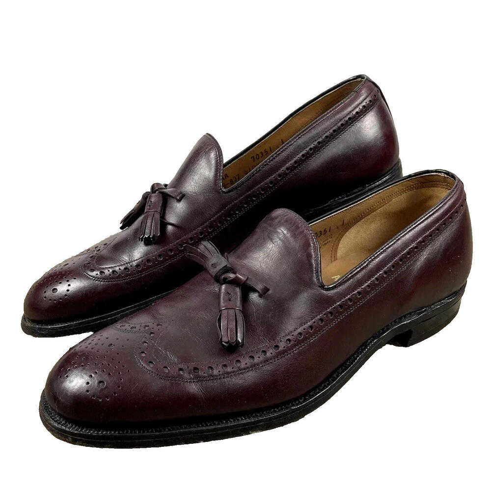 Vintage Johnston & Murphy Aristocraft Loafers 10 3A Wingtip Tassel Burgundy USA